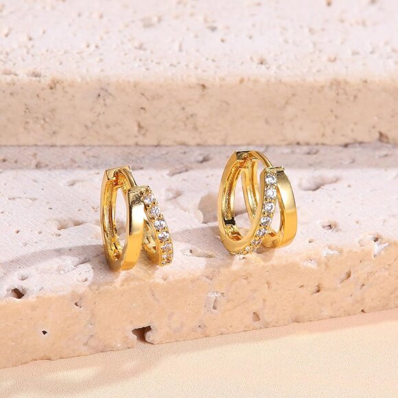 Luxurious Gift-Ready 14K Gold Plated Sterling Silver Earrings Set for Women - Picture 5 of 6